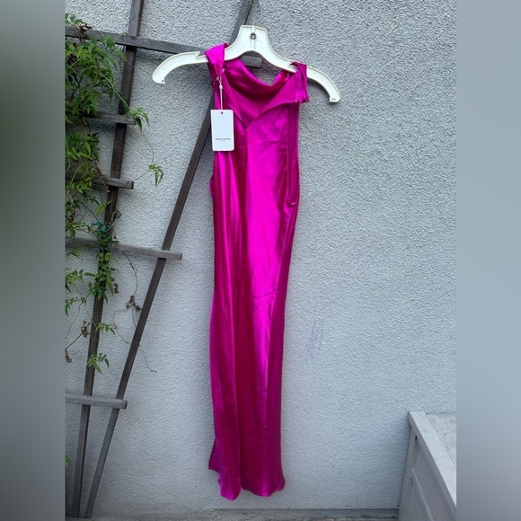 Amanda Uprichard Stanford Silk Midi Dress in Dark Hot Pink Size M New with Tags! - Picture 6 of 8